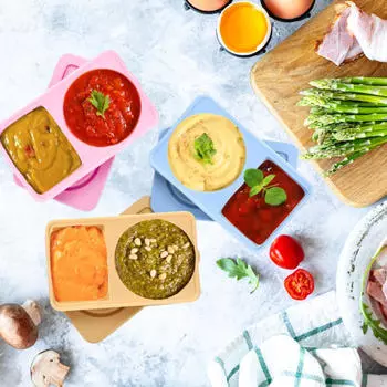 3 Pieces Snack Containers with Lids Double Compartment Portable 5.59x3.54x1.38 Silicone Box