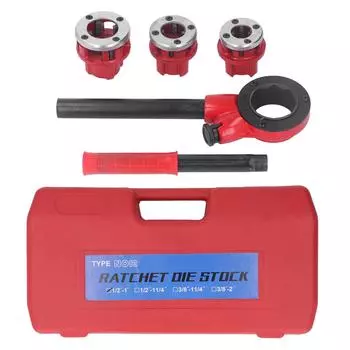 3 плашки для трубной резьбы 62A Набор инструментов для нарезания резьбы на трубах с храповым механизмом для стальных оцинкованных пластиковых труб