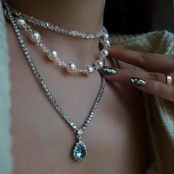 3 подвески, ювелирные ожерелья, женские ожерелья, ожерелья с драгоценными камнями и жемчугом. Ювелирные изделия для женщин Женский комплект ювелирных украшений