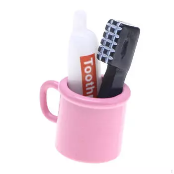 3 предмета, аксессуары для ванной комнаты кукольного домика, модель сцены, 1:12-дюймовый мини-стаканчик для зубной щетки и зубной пасты розовый