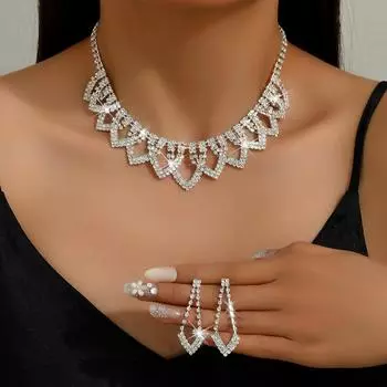 3 предмета из серии женских цепочек-коготь свадебного сезона с ажурными геометрическими ожерельями с серьгами и набором аксессуаров для вечеринки