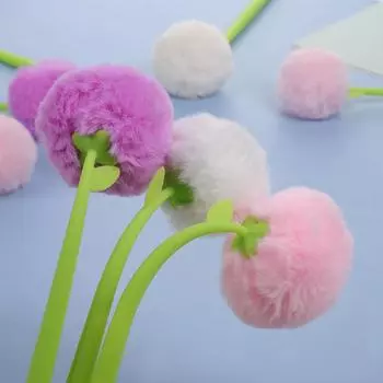 3 предмета Kawaii школьные принадлежности офисные канцелярские принадлежности гелевая ручка креативные милые плюшевые милые стильные забавные милые ручки Ink Color:Black