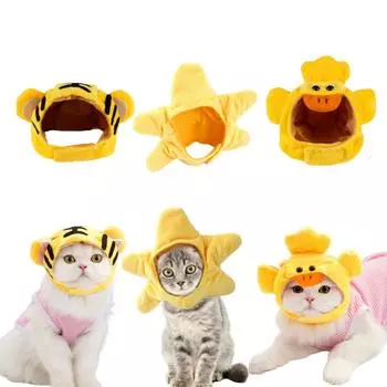 3 предмета кошачьей шапки, кошачья одежда, фруктовая шапка с ушками, забавная кошачья шапка, подходящая для кошек и маленьких собак, котят, щенков, праздничных кошечек жёлтый