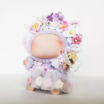 3 предмета модных кукольных платьев с цветочной повязкой на голову и заколкой для костюмов на 15-17 см розовый