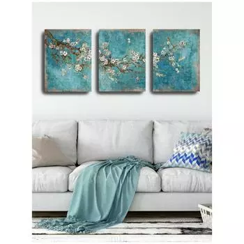 3 предмета настенного искусства Картина на холсте, написанная вручную Картина маслом Современное цветочное произведение искусства украшение для гостиной и спальни 21*30cm No Frame