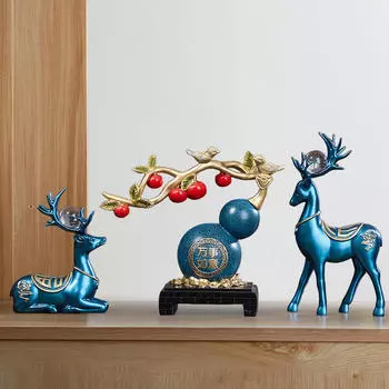 3 предмета тыква оленей статуэтки набор животных скульптуры лося настольные украшения для камина шкаф стол синий
