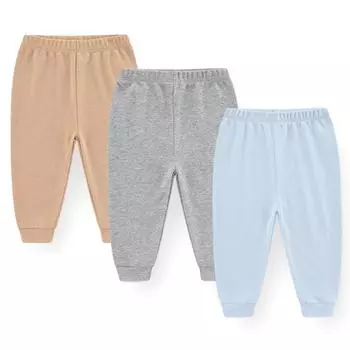 3 предмета унисекс, однотонные штаны для новорожденных девочек, хлопковые штаны для маленьких мальчиков, четыре сезона, брюки для малышей, летний комплект леггинсов 3M