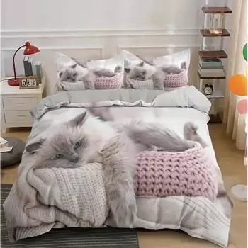 3-предметный комплект постельного белья с 3D цифровой печатью серии «Домашние животные» 70 * 133 two-piece set