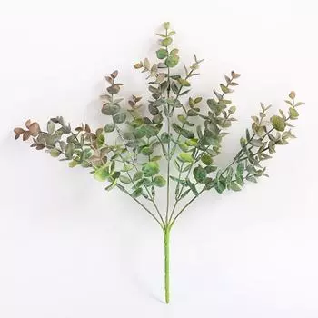 3 пучка поддельных серебряных долларовых веток эвкалипта, искусственная зелень эвкалипта, свадебный декор в стиле джунглей для вечеринки и домашнего декора зелёный