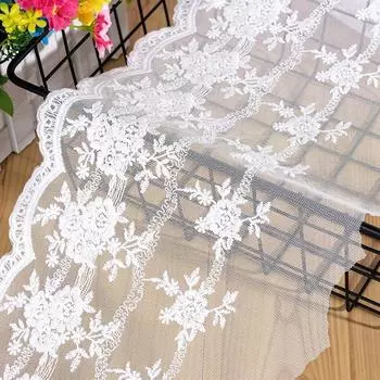 3 ярда/лот, 20 см, ширина, бежевый/белый кружевной отделкой, вышитая марлевая кружевная ткань, старинная кружевная ткань с кружевом в стиле ретро с цветочным узором 3 Yards белый