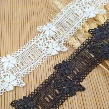 3 ярда/лот, ширина 4,5 см, хорошее качество, белая/черная вышивка, отверстие для вышивки, может пройти лента, цветок, свадебная кружевная бейка, свадебная одежда 4.5cm*3Yards белый