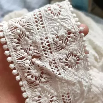 3 ярда/лот, ширина 7,8 см, бумага белая(белый с оттенком) Кружево с вышивкой из чистого хлопка, кружевные аксессуары для домашнего шитья вручную 7.8cm*3Yards покинуть белый