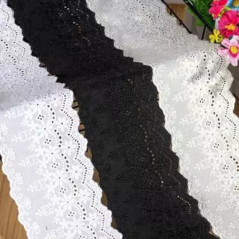 3 ярда/партия, ширина 9 см, бежевый/белый/8 см, черный, качественный хлопок, вышитое кружево, винтажная детское платье, юбка, подол, хлопковая ткань 3Yards чёрный