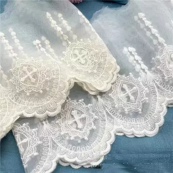 3 ярда(2.7метра)/лот 18 см в ширину, французский стиль, абрикосовый/белый, волнистый край, сетка, поток, сердце, падающий Святой крест, вышивка, кружевная отделка, аксессуары для одежды своими руками 3 Yards белый