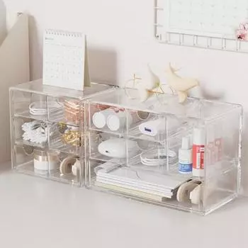 3 яруса, 6 отделений, ювелирные изделия, косметическая классификация, выдвижные ящики для хранения, штабелируемые пылезащитные настольные органайзеры для спальни S