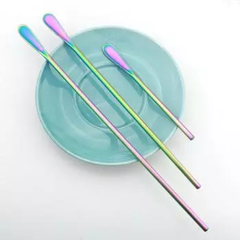 3 размера Радуга, мешалка из нержавеющей стали для кофе, напитков, перемешивающая палочка для коктейлей, напитков, фруктового сока, молока, палочка для перемешивания, ложка 9.05 /23cm разноцветный