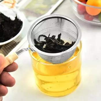 3 размера сетка из нержавеющей стали ситечко для чая с деревянной ручкой чайник фильтр для листового чая со специями посуда для питья чайная утварь кухня