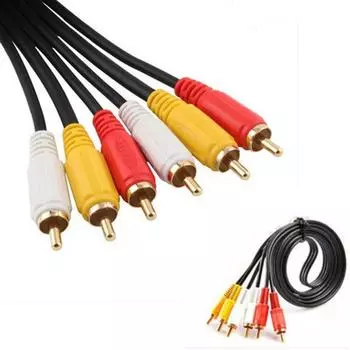 3 RCA прочный новый видео кабель-удлинитель «папа-папа» аудио композитный AV-кабель соединительный шнур для ТВ DVD чёрный