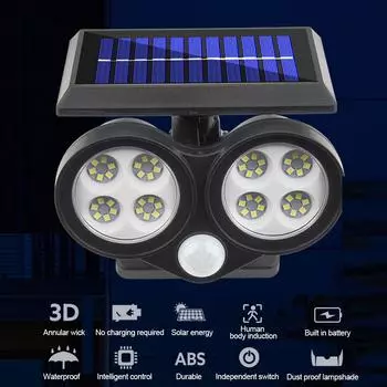 3 режима 48LED/54COB/64COB Солнечный настенный светильник для сада, уличный светильник с датчиком движения PIR, водонепроницаемый солнечный свет с заземляющей вилкой