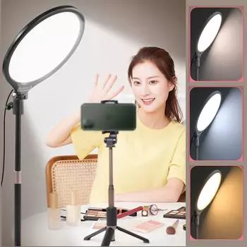 3 режима фотолампы большого диаметра Live Fill Light LED Selfie Light Интернет-фото Black Light with Base