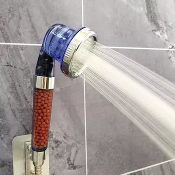 3 режима ручная регулируемая водосберегающая душевая головка высокого давления с анионным фильтром синий
