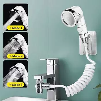 3-режимный смеситель для биде, внешняя душевая лейка, адаптер для кухонного крана для раковины, душ с функцией перераспределения воды, аксессуары для ванной комнаты в салоне красоты белый