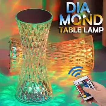 3/RGB цвета кристалл алмаз настольная лампа для спальни меняющиеся ночные огни маленькая форма талии перезаряжаемая прикроватная лампа для учебы
