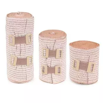 3 Roll Compression Bandages with Clip Closure | Stretch Elastic Wraps for Foot, Ankle, Knee, Leg, Arm & Body, Muscle Sprains 3 Rolls