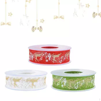 3 рождественские ленты с проволокой по краям, DIY ремесла, фестиваль, атмосфера, аксессуары с рисунком