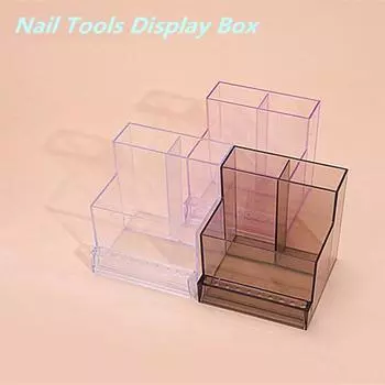 3 ряда, 10 отверстий, держатель для сверл для ногтей, прозрачная коробка для демонстрации ногтей, прозрачный органайзер для украшений для ногтей, инструменты для маникюра для ногтей белый