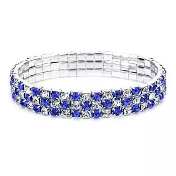 3 ряда блестящих хрустальных браслетов для женщин, эластичные ювелирные изделия, растянутый браслет для вечеринки, подарок на день рождения чёрный