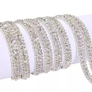 3 ряда цепочки-коготь Ss8Ss16 цветная плотная дрель полоска дрель цепь металл стеклянная дрель DIY ювелирные аксессуары 1 yard [bagged]