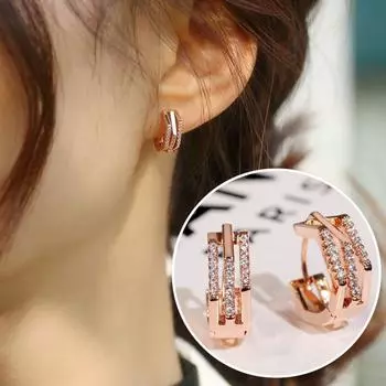 3 ряда CZ проложенные циркониевые свадебные серьги обручальные серьги для женщин ювелирные изделия