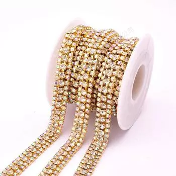 3 ряда из двух маленьких и одной большой золотой нижней цепочки с когтями, стразы, интенсивные декоративные аксессуары для одежды своими руками ss8+ss16