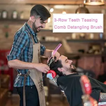 3-рядная расческа для расчесывания зубов, щетка для распутывания волос, расческа с крысиным хвостом, портативная, для использования в салоне розовый