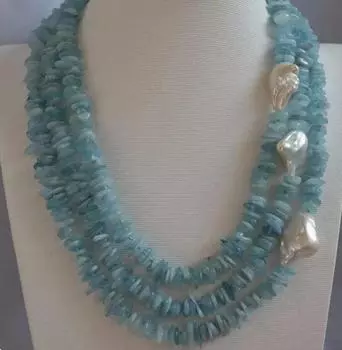 3-рядное колье из натурального зеленого цвета и зернистого жемчуга