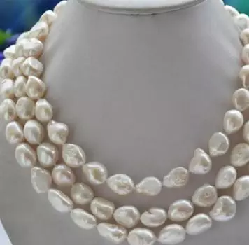 3-рядное ожерелье из белого пресноводного культивированного жемчуга в стиле барокко, 9-11 мм, модное свадебное ожерелье