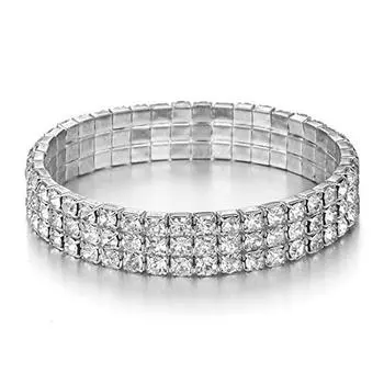 3-рядный эластичный браслет, блестящий, полный бриллиант, однорядный, многорядный эластичный браслет, высококачественный роскошный женский браслет K9