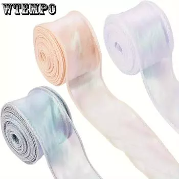 3 рулона, 30 ярдов, переливающаяся лента из органзы с прозрачным проволочным краем, ширина 1,6 дюйма, декоративная лента для цветов, свадебной подарочной упаковки 3pcs