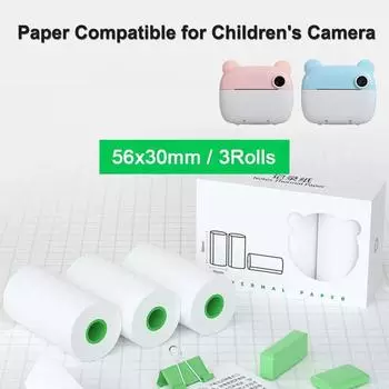3 рулона, 56*30 мм, термобумага, наклейка для печати, совместимая с детской камерой мгновенной печати, термопечать, фотопринтер 3Rolls white paper