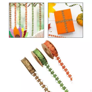 3 рулона ленты в форме кленового листа, ленты в форме Дня благодарения для изготовления венков и букетов, декора