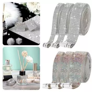 3 рулона ремня со стразами, сверкающие серебряные ленты со стразами, поделки своими руками, самоклеящийся непростой осенний ремень со стразами серебряный