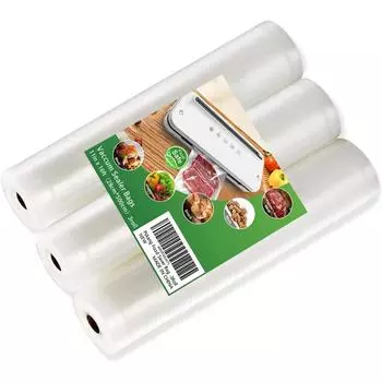 3 рулона вакуумных пакетов для упаковки пищевых продуктов без содержания бисфенола А, пакеты для предотвращения проколов, рулоны для герметичного хранения продуктов питания по индивидуальному заказу 28 см x 500 см