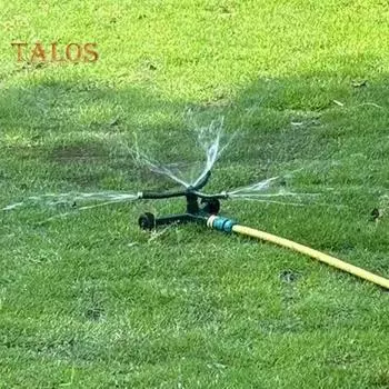 3-рычажный металлический дождеватель, автоматический вращающийся дождеватель с колесной базой, вихревой дождеватель для полива газона в саду и дворе зелёный