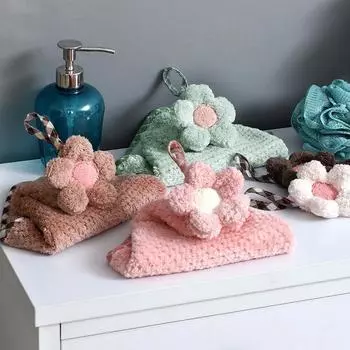 3 секунды быстросохнущее полотенце для рук для кухни, коралловый флис, утолщенная впитывающая ткань для чистки посуды, солнечные цветы, тип решетки, текстура коричневый