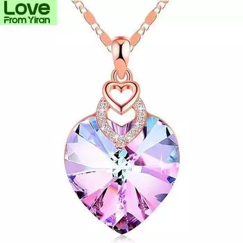 3 Сердца Розовое Золото Ожерелье Кристаллы Для Женщин Девочек Кулон Элегантные Изящные Юбилейные Ювелирные Подарки красный