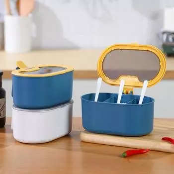 3 сетки, контейнер для приправ, водостойкий, многофункциональный, полипропиленовая пластиковая прозрачная крышка, удобная банка для специй для кухни синий