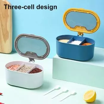 3 сетки, ПП, футляр для специй, безвкусная, полезная, пластиковая, прозрачная крышка, удобная банка синий