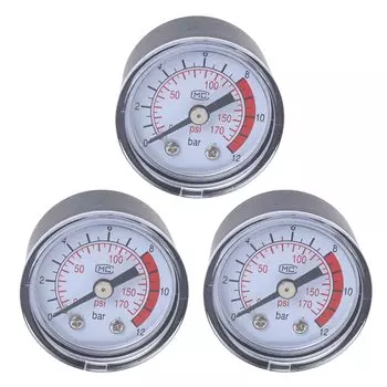 3 шт. 0-12 бар 0-170/0-180 10 мм резьба газовый насос манометр компрессор манометр 3pcs pack серебряный