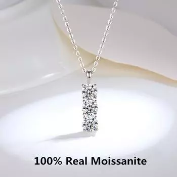 3 шт. * 0,5 карата муассанит 1,5 карата кулон ожерелье из белого золота 18 карат стерлингового серебра с четырьмя когтями модное ожерелье подарок на день рождения ювелирные изделия 45cm&1.5 Carat белый
